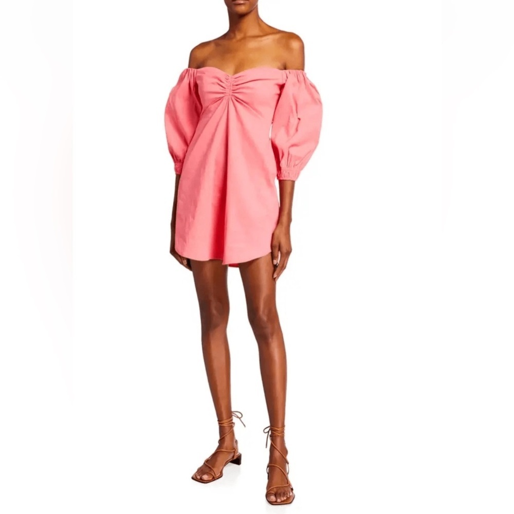 A.L.C. Mila Off-The-Shoulder Linen Mini Dress NWOT | Size 0 | Lychee